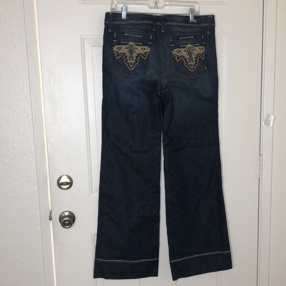 Antik Denim Dark Wash Embroidered Pocket Wide Leg Jeans LNWOT - Picture 5 of 13